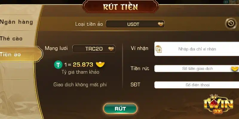 hướng dẫn rút tiền tại iwin